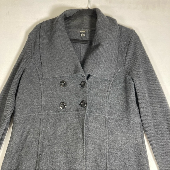 Alfani Charcoal Double-Breasted Pea Coat Merino Wool M Women’s Travel Cozy - Picture 5 of 13